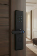 Cerradura Inteligente S8 Mate negro con huella digital, RFID, app y clave para acceso seguro rápido