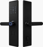 Cerradura inteligente Fortress S8 Mate negra mate con huella digital, reconocimiento facial, tarjeta RFID y app de acceso remoto