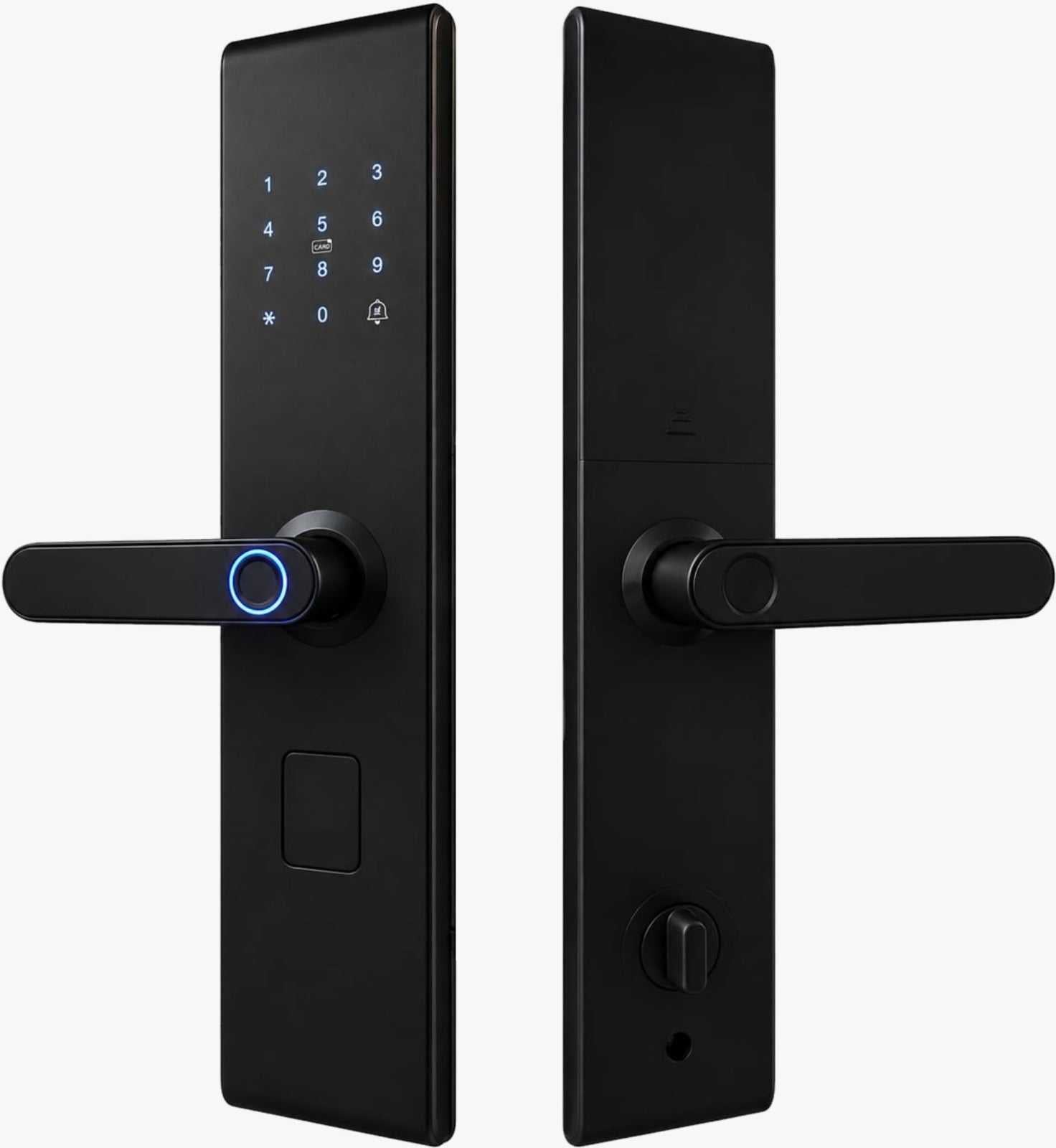 Cerradura inteligente Fortress S8 Mate negra mate con huella digital, reconocimiento facial, tarjeta RFID y app de acceso remoto