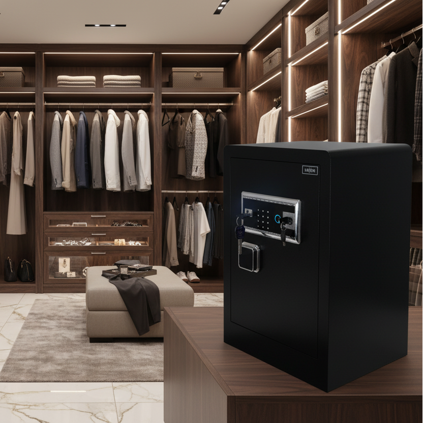 Caja fuerte DXF60 biométrica para hogar y oficina con un compartimento y acceso por huella dactilar