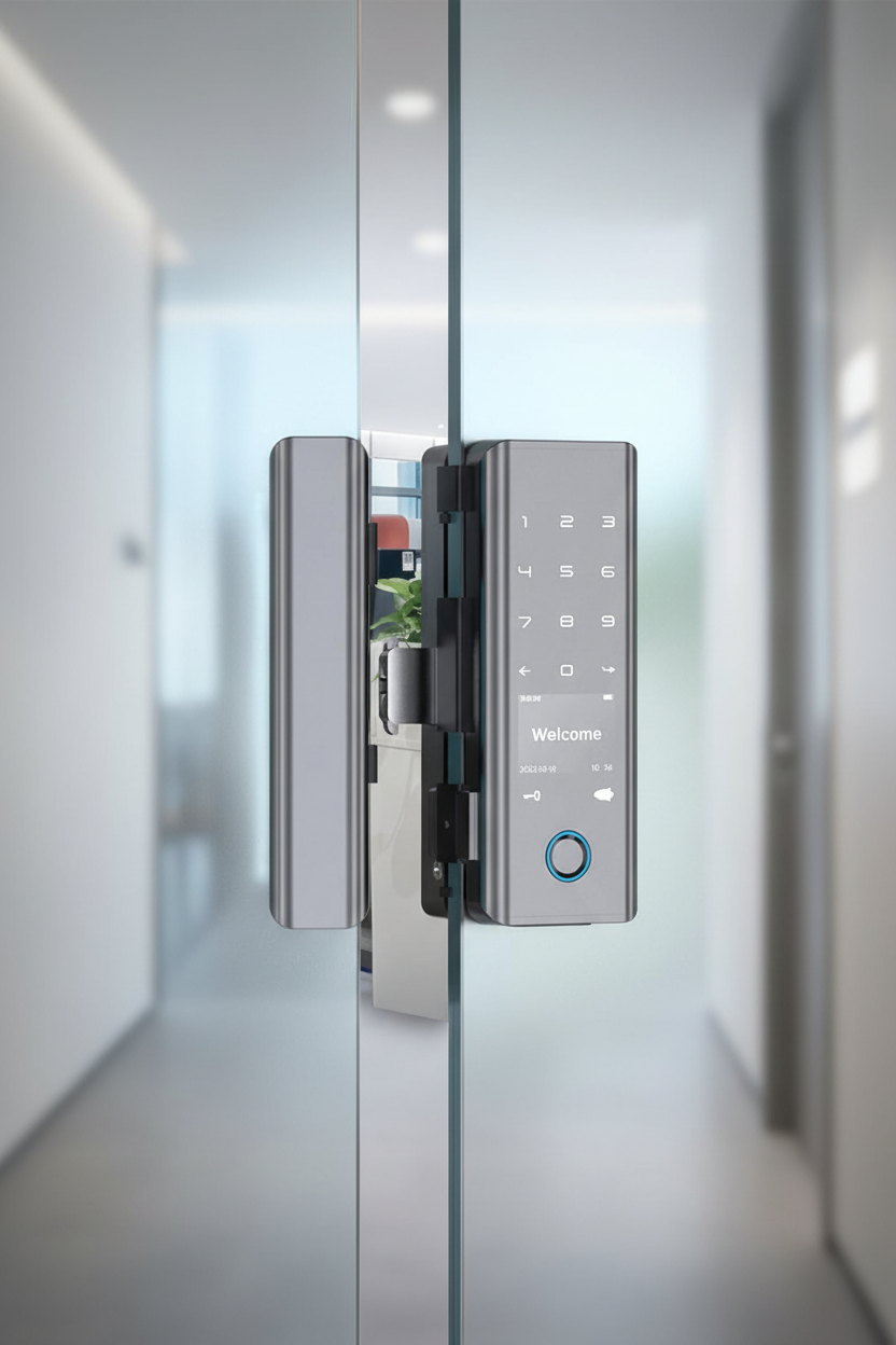 Cerradura Inteligente BL2 Glass para puertas de cristal con huella digital y tarjeta RFID diseño elegante y moderno