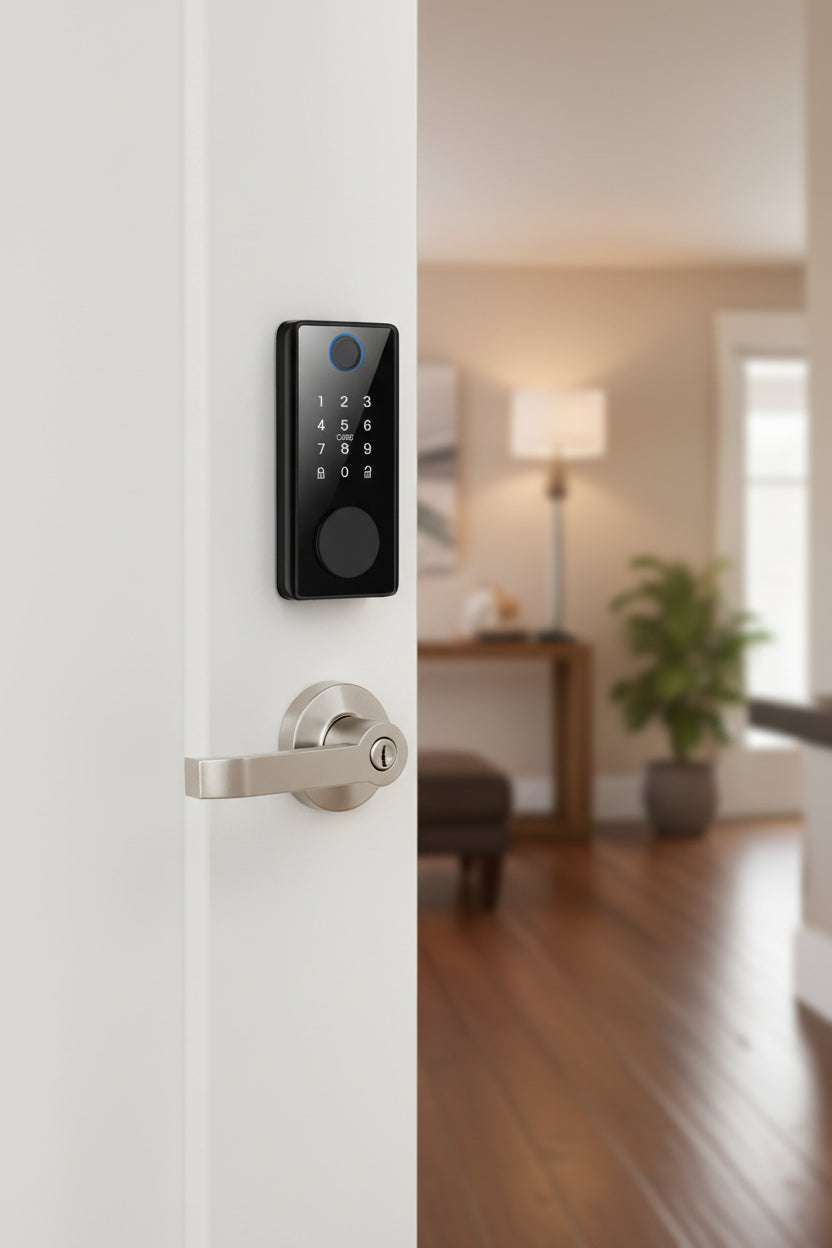 Cerradura inteligente Fortress A1 Bolt con huella digital, tarjeta RFID, código y app móvil para control de acceso seguro