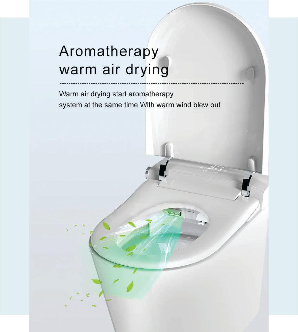 Sanitario inteligente Aura S1 con bidet de agua tibia, asiento calefaccionado y secado automático de diseño premium